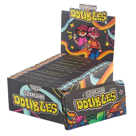 Slimjim – Doubles (King Size Papers + Tips) (12 Packs/Box) (WH)